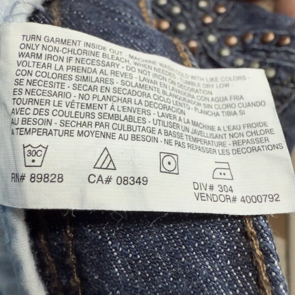 CODE BLEU Flare Jeans Size 12 Dark Wash Studded Back Pockets Bootcut - Picture 11 of 16